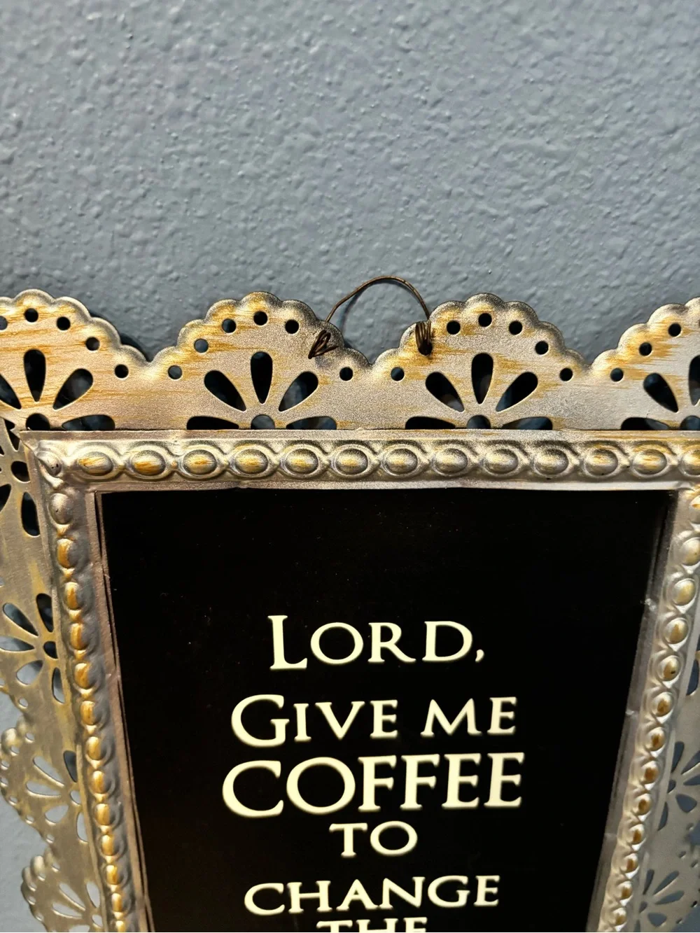 Decorative Metal ‘Coffee & Wine' Wall Plaque - Silver